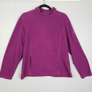 L.L. Bean Womens XL Full Zip Fleece Jacket Solid Purple Lightweight Casual Layer